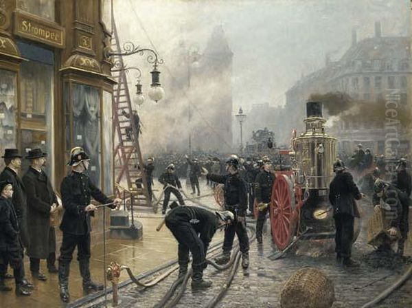 The Fire Engine Oil Painting by Paul-Gustave Fischer