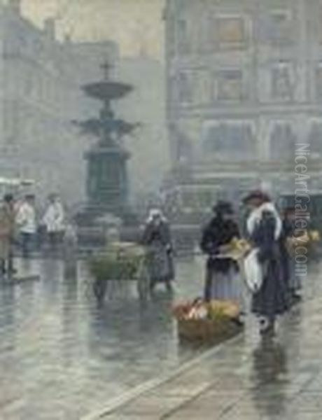 The Storkespringvandet In Amagertorv, Copenhagen Oil Painting by Paul-Gustave Fischer