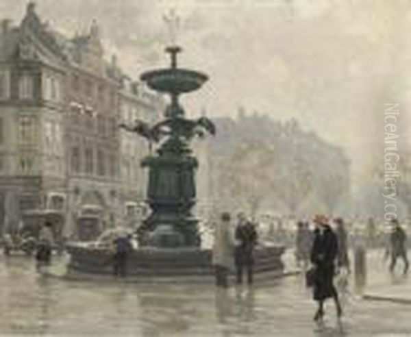 Ved Storkespingvandet Oil Painting by Paul-Gustave Fischer