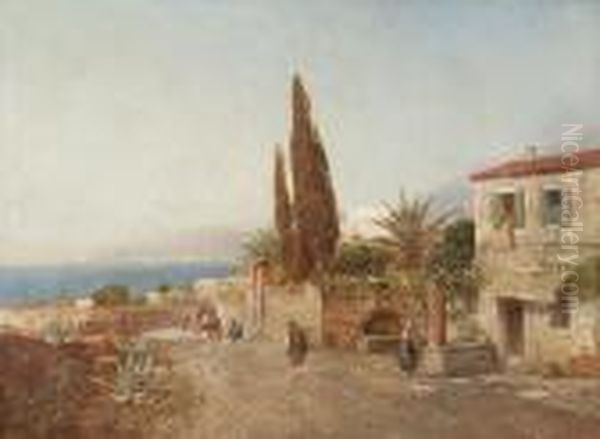 Mediterrane Kustenlandschaft Oil Painting by Georg Fischof