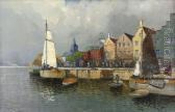 Hollandische Hafenansicht Oil Painting by Georg Fischof