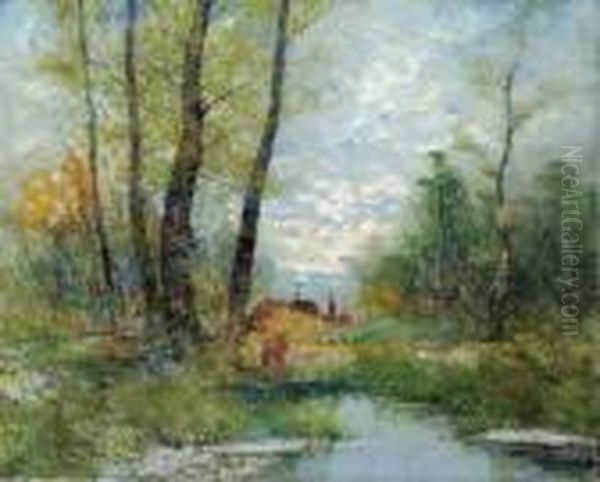 Herbstlicher Birkenwald Oil Painting by Georg Fischof