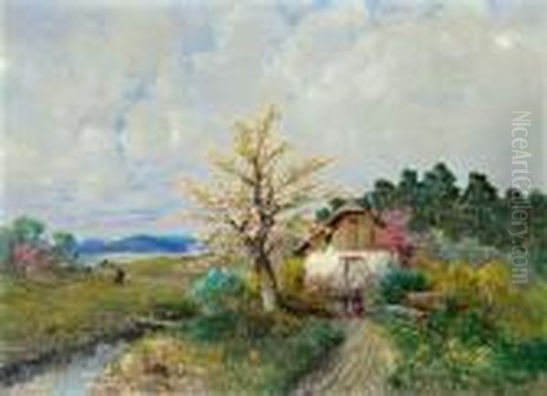 Ngslandschaft Oil Painting by Georg Fischof