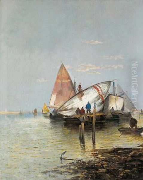 Segelschiffe Oil Painting by Georg Fischof