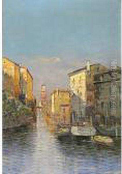 Canale Oil Painting by Georg Fischof