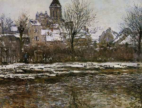 The Church At Vetheuil Snow Oil Painting by Claude Oscar Monet