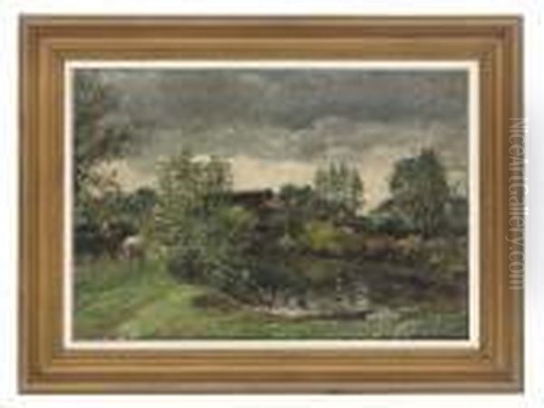 The Farm Pond Oil Painting by William Mark Fisher