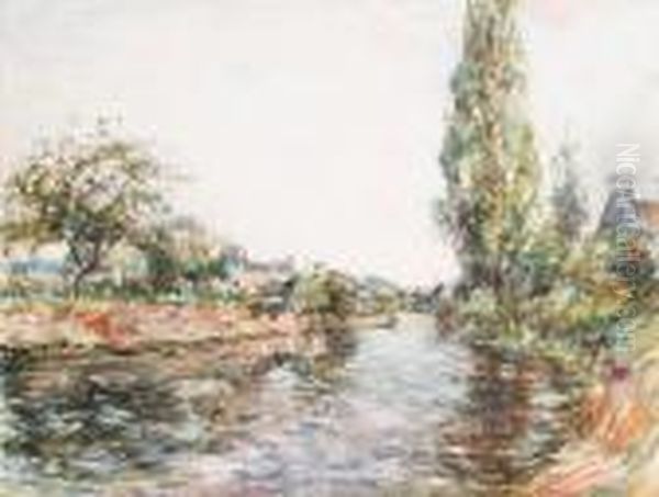 The River, Sawbridgeworth Oil Painting by William Mark Fisher