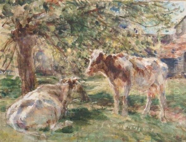 Cows Inshade Oil Painting by William Mark Fisher