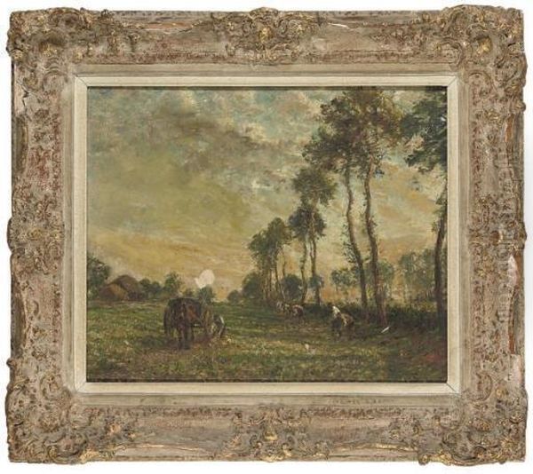 Tilling The Land Oil Painting by William Mark Fisher