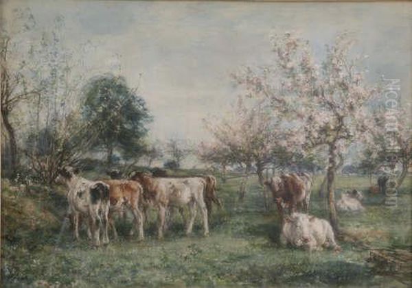 'spring' Signed And Dated '83 17.5 X 25in Oil Painting by William Mark Fisher