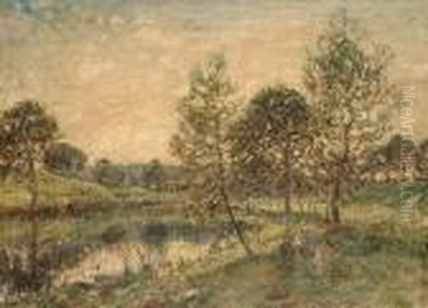 A Lake In Late Afternoon Oil Painting by William Mark Fisher