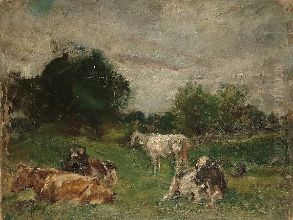 Cattle Resting Oil Painting by William Mark Fisher