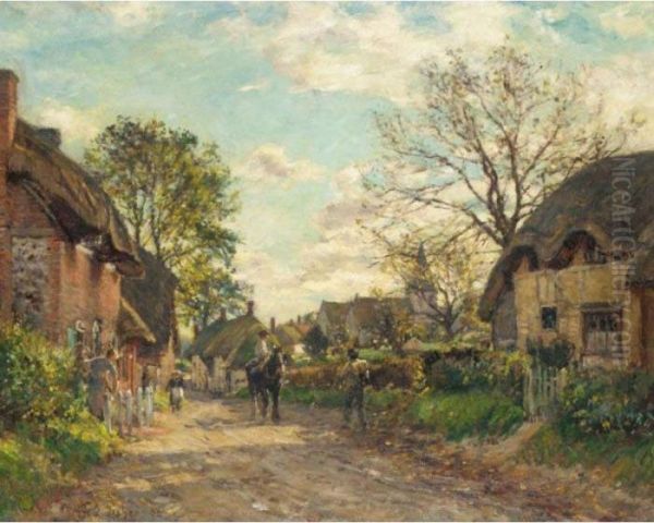 The Village Lane Oil Painting by William Mark Fisher