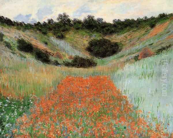 Poppy Field In A Hollow Near Giverny Oil Painting by Claude Oscar Monet