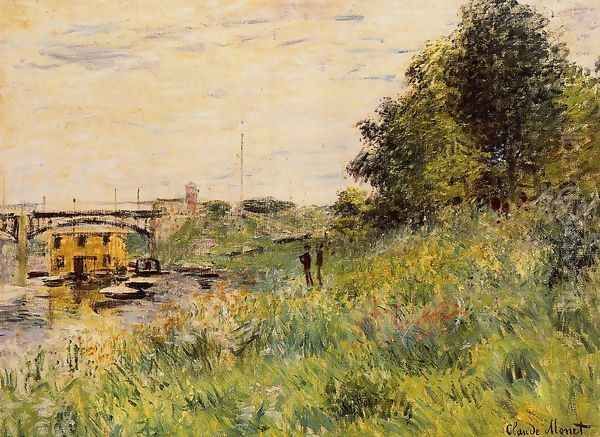 The Banks Of The Seine At The Argenteuil Bridge Oil Painting by Claude Oscar Monet