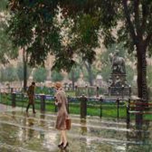 Rainy Day In Kongens Nytorv Oil Painting by Paul-Gustave Fischer