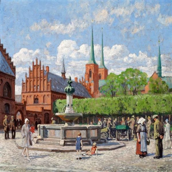 Summer Day In Roskilde Oil Painting by Paul-Gustave Fischer