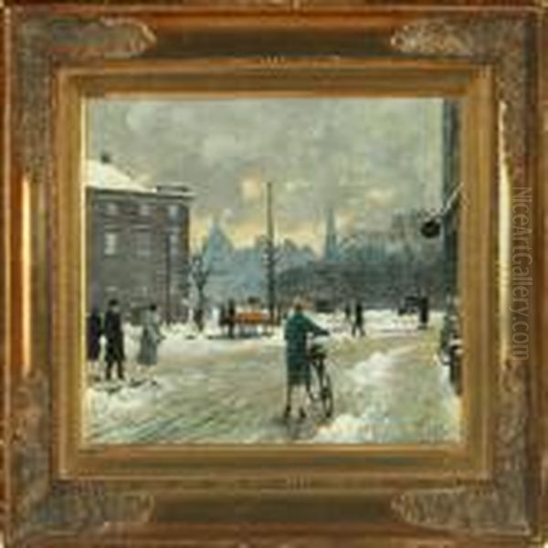 Winter Scenery From Kgs Oil Painting by Paul-Gustave Fischer