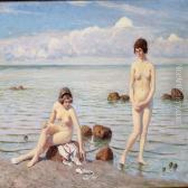 Summer Day On The Beach Oil Painting by Paul-Gustave Fischer