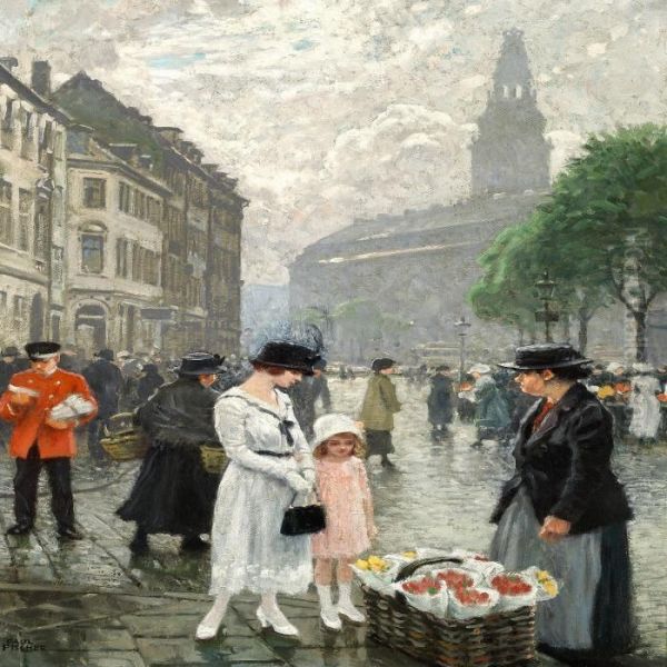 Spring Day In Copenhagen Oil Painting by Paul-Gustave Fischer