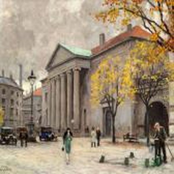 Nytorv In Copenhagen Oil Painting by Paul-Gustave Fischer