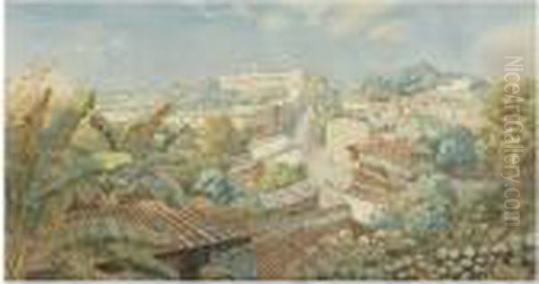 Vista De Cuernavaca Con El Palacio De Cortes Oil Painting by Paul-Gustave Fischer