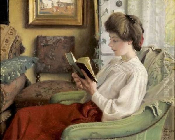 Jeune Femme A Sa Lecture Oil Painting by Paul-Gustave Fischer