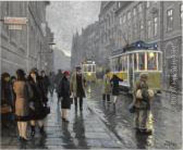 Bredgade I Kobenhavn (bredgade, Copenhagen) Oil Painting by Paul-Gustave Fischer