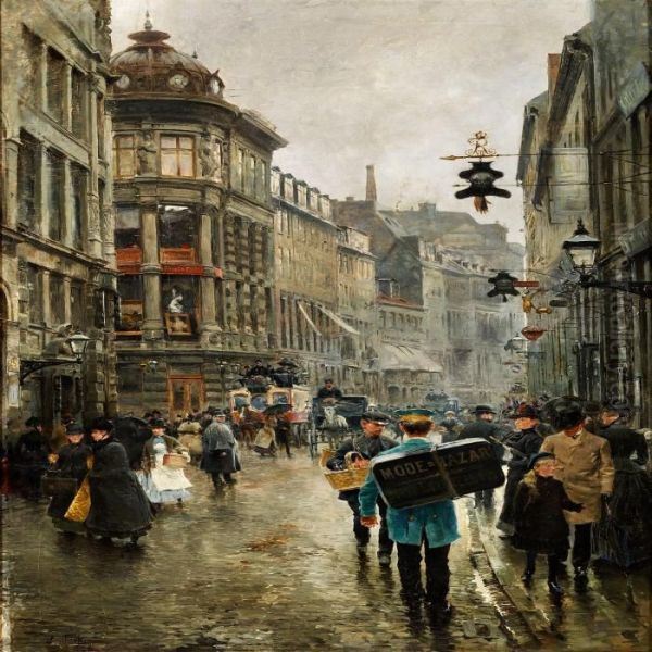 Stroget Oil Painting by Paul-Gustave Fischer