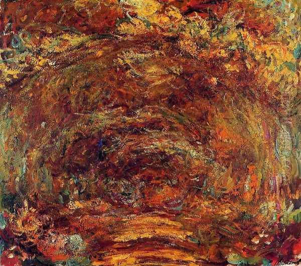 The Path Under The Rose Trellises Oil Painting by Claude Oscar Monet