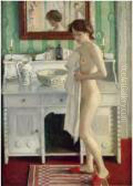 Morgentoilette (morning Toilette) Oil Painting by Paul-Gustave Fischer