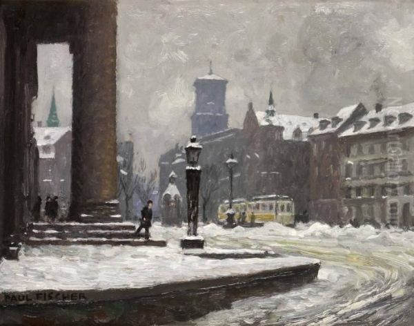 Gammeltorv, Kopenhamn Oil Painting by Paul-Gustave Fischer