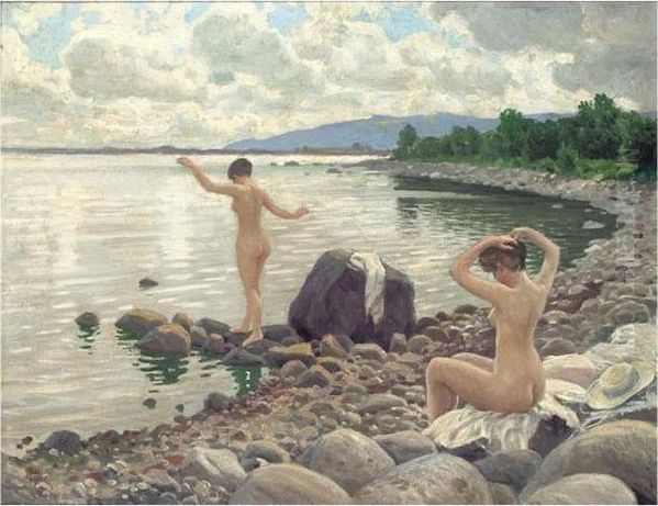 Badende Kvinder (the Bathers) Oil Painting by Paul-Gustave Fischer