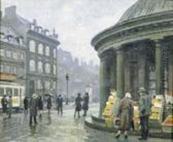 A City Square, Copenhagen Oil Painting by Paul-Gustave Fischer