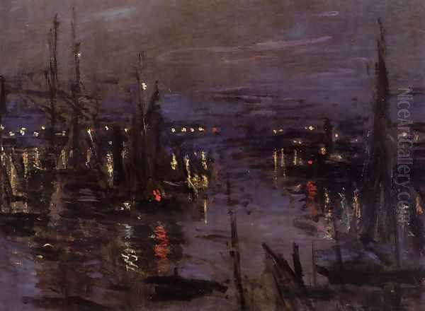 The Port Of Le Havre Night Effect Oil Painting by Claude Oscar Monet