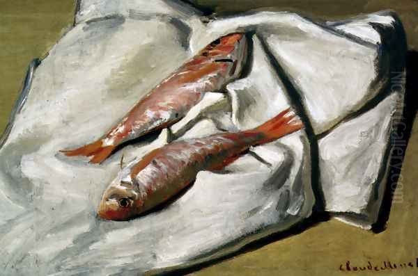 Red Mullet Oil Painting by Claude Oscar Monet