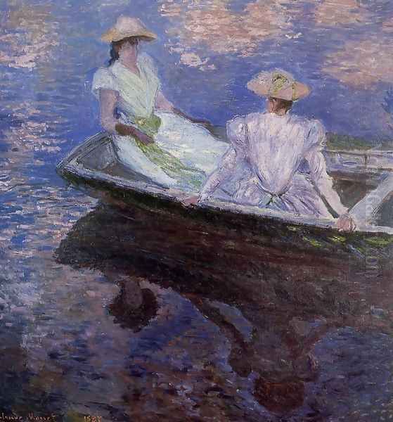 Young Girls In A Row Boat Oil Painting by Claude Oscar Monet