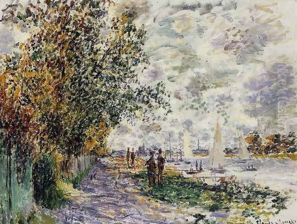 The Riverbank At Petit Gennevilliers Oil Painting by Claude Oscar Monet