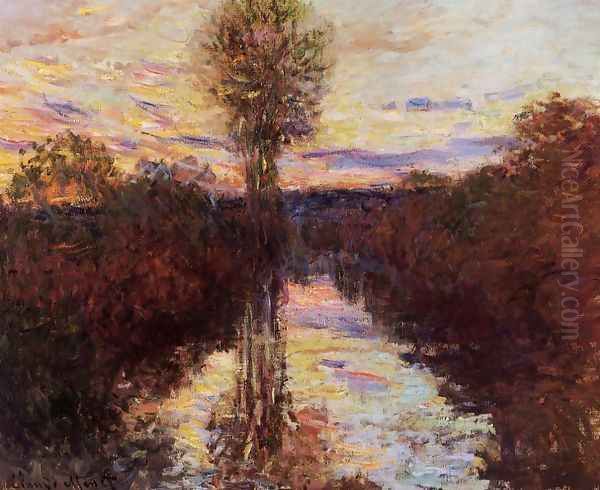 The Small Arm Of The Seine At Mosseaux Evening Oil Painting by Claude Oscar Monet