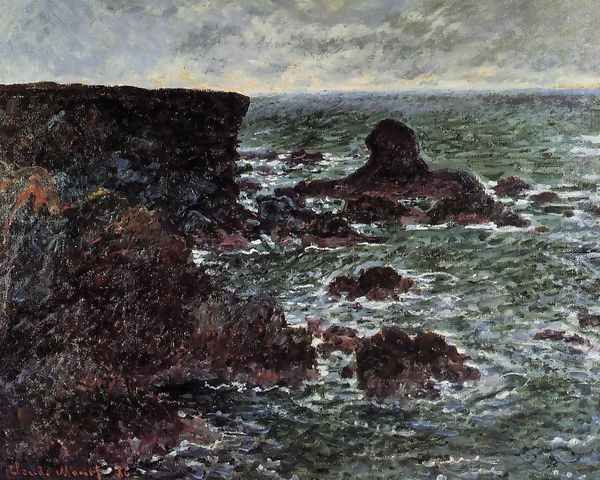 Rocky Coast And The Lion Rock Bele Ile Oil Painting by Claude Oscar Monet