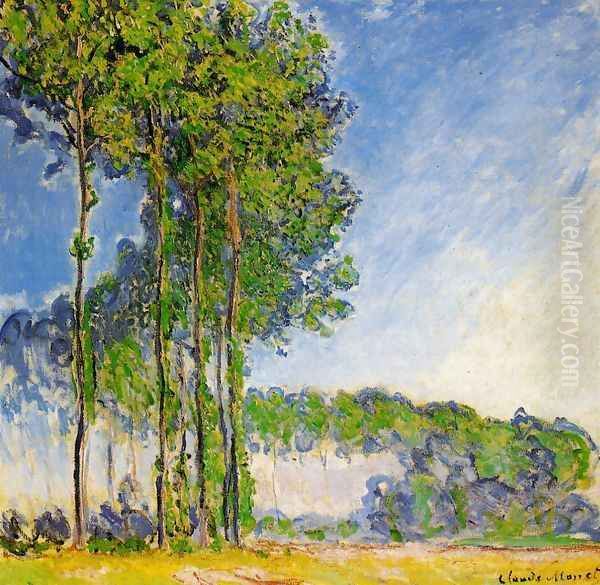 Poplars View From The Marsh Oil Painting by Claude Oscar Monet