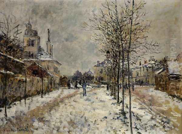 The Boulevard De Pontoise At Argenteuil Snow Effect Oil Painting by Claude Oscar Monet