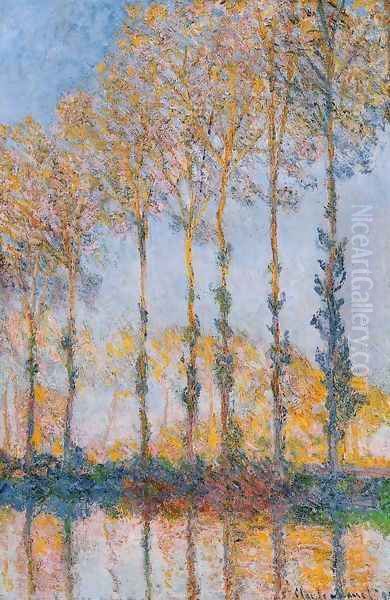 Poplars White And Yellow Effect Oil Painting by Claude Oscar Monet