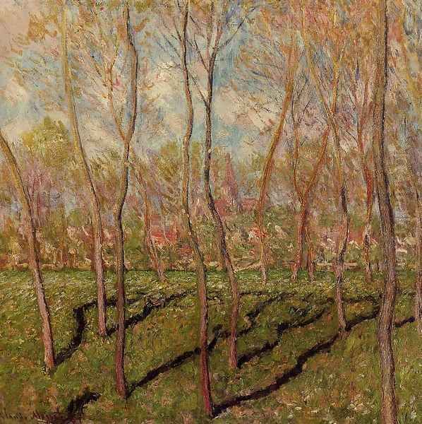 Trees In Winter View Of Bennecourt Oil Painting by Claude Oscar Monet