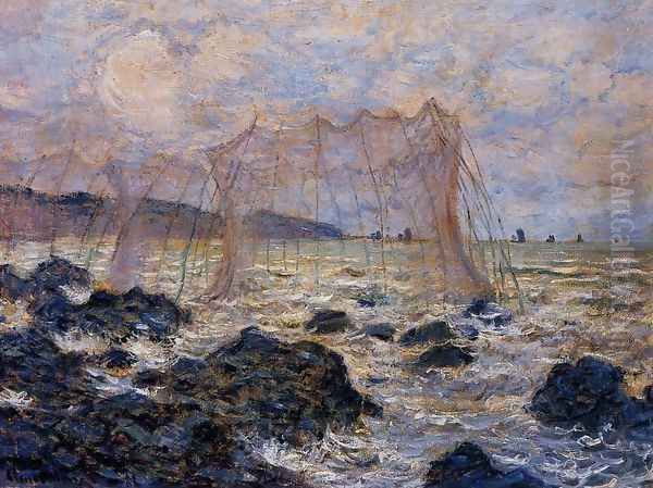 Fishing Nets At Pourville Oil Painting by Claude Oscar Monet