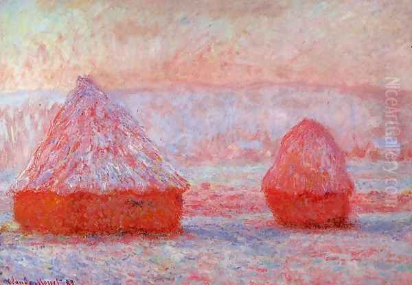 Grainstacks At Giverny Morning Effect Oil Painting by Claude Oscar Monet