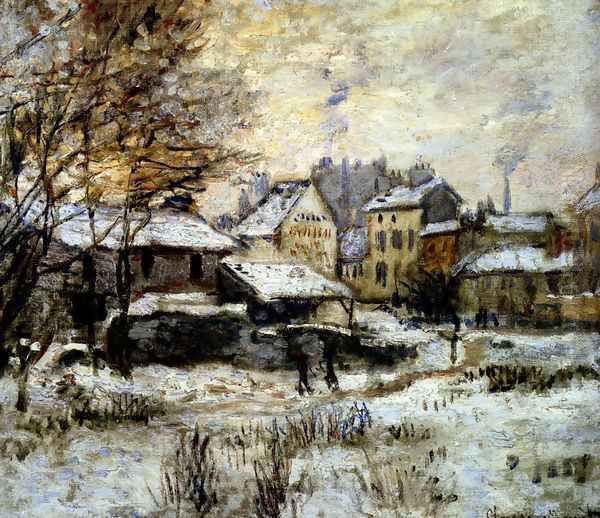 Snow Effect With Setting Sun Oil Painting by Claude Oscar Monet