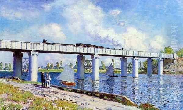 The Railroad Bridge At Argenteuil2 Oil Painting by Claude Oscar Monet