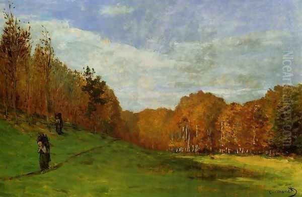 Woodbearers In Fontainebleau Forest Oil Painting by Claude Oscar Monet